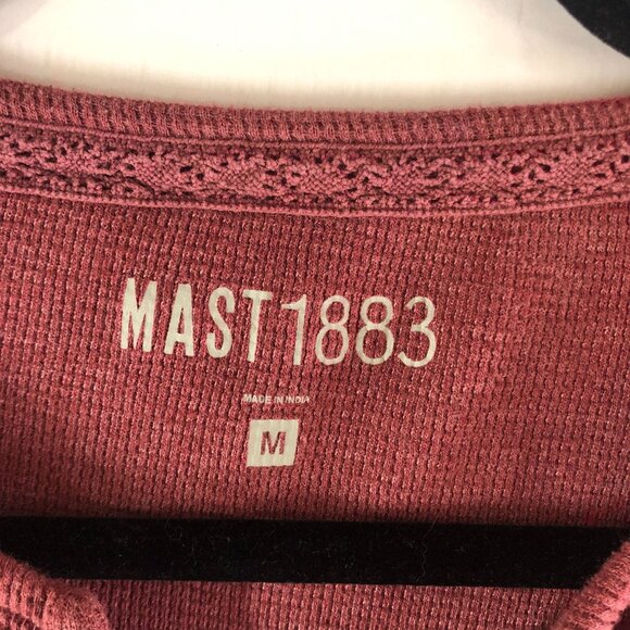 Mast 1883 Womens Henley Top Waffle Knit Thermal Long Sleeve M - Picture 3 of 4